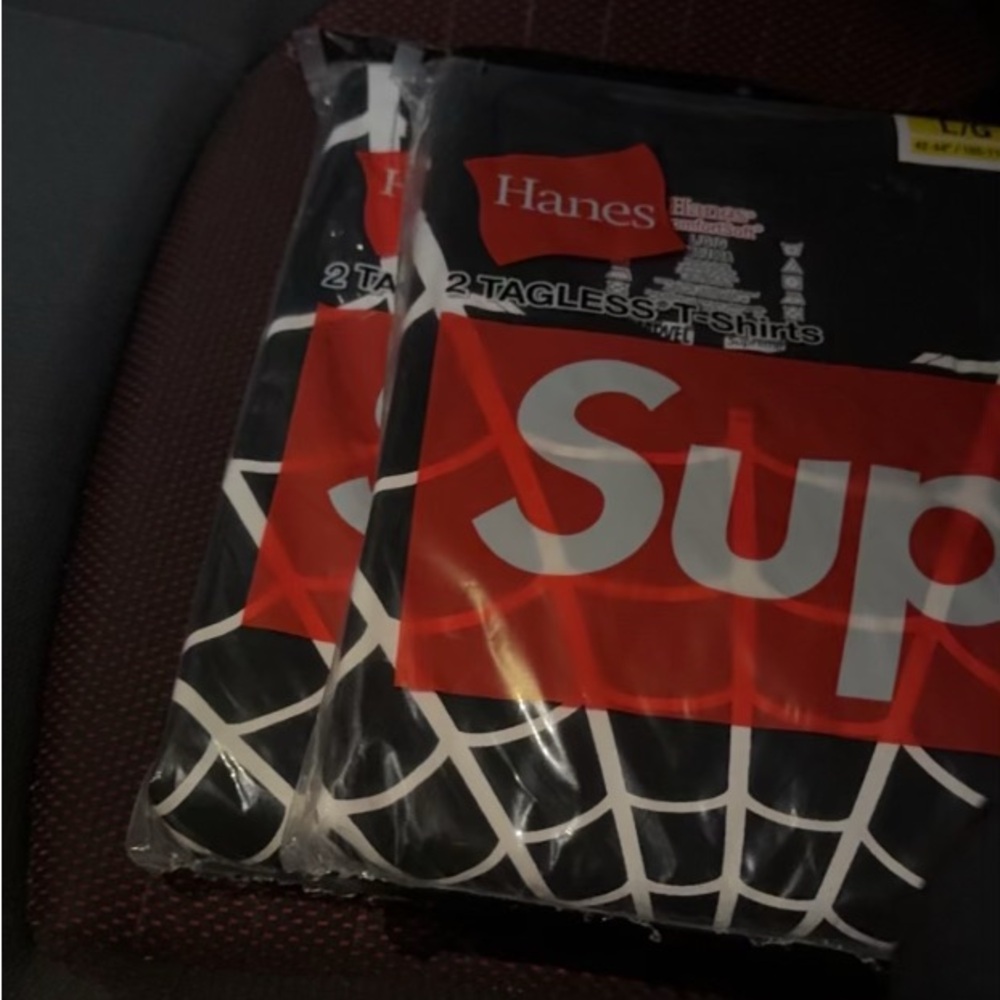 Hanes Black T-Shirts with Red and White Graphic